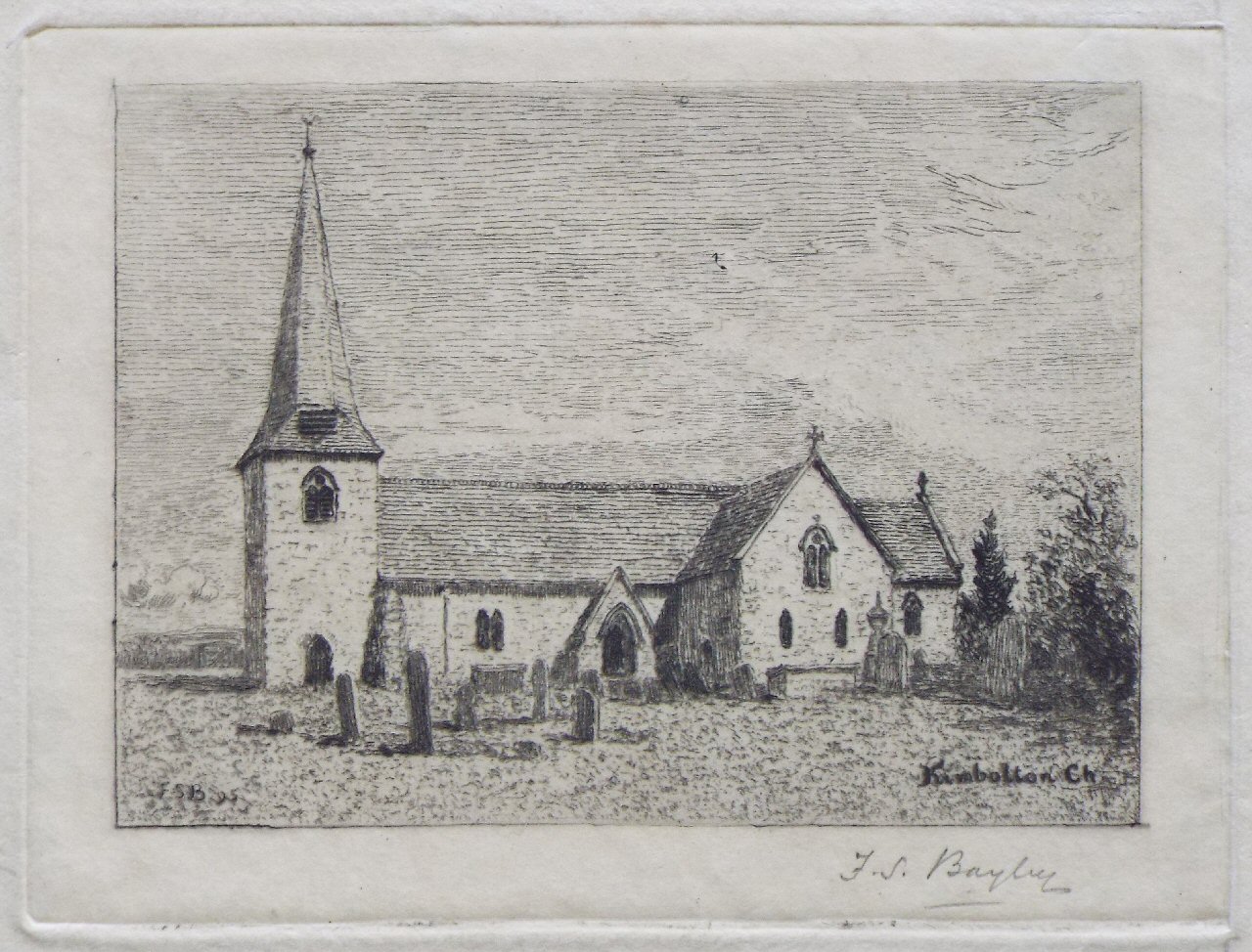 Etching - Kimbolton Church - Bayley